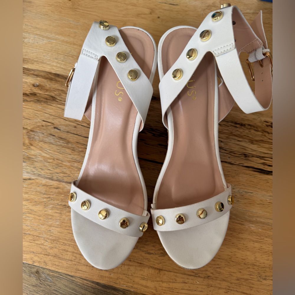 VENUS White Ankle Strap Stud Sandals